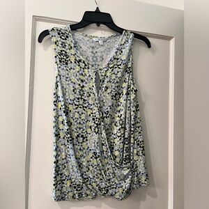 Women's sz M Cabi Sleeveless Blouse,  blue, yellow, gray